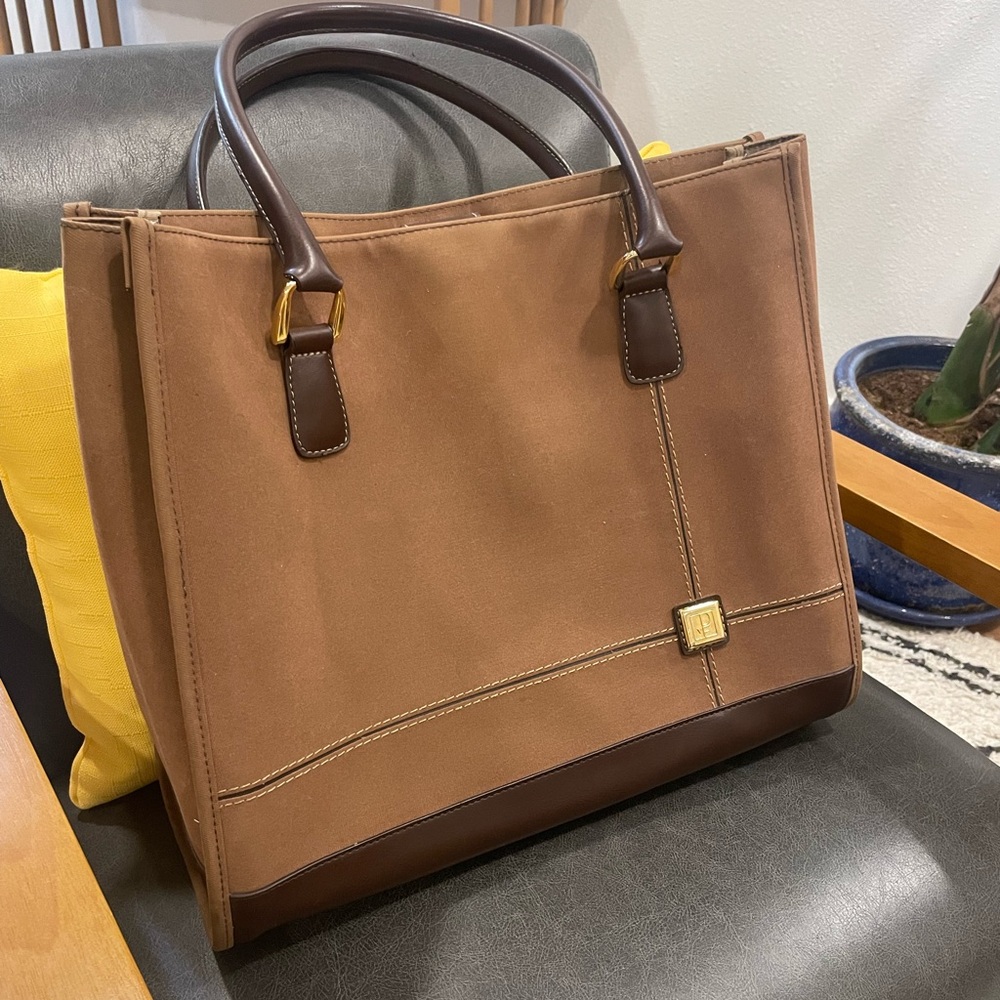 Diane Von Furstenberg Tan and Brown Tote with Gold Details